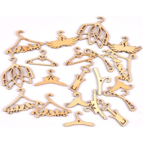 Coat hanger pattern natural Wooden Scrapbooking Art Craft for Embellishments Handmade Accessory Home Decoration 20pcs mt2603