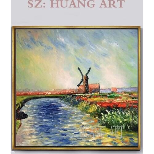 The reproduction of hand-painted Claude.Monet is red on one side of the ship oil painting the sitting room the hotel bedroom of