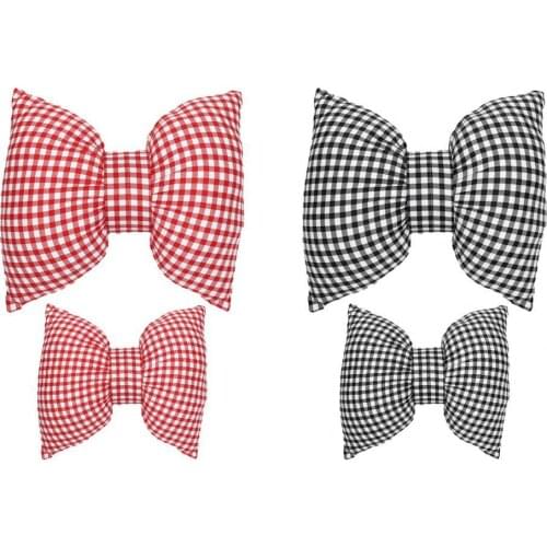 2Pcs/Set Car Plush Headrest Lumbar Pillow Bowknot Shape Soft Cotton Fast Rebound Headrest Lumbar Support Cushion Kit Accessories