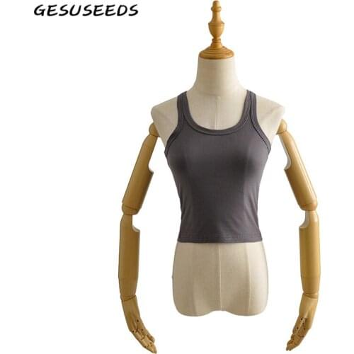 2021 Vintage tank top women korean sleeveless top casual o neck tops women 2021 knit tops streetwear beige white crop top black