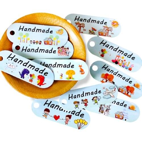 50sets Mini Cartoon Gift Tag Multi-Design Girl Dinosaur Owl Printed Paper Tag for Jewelry Packing Decoration Labels Garment Tag