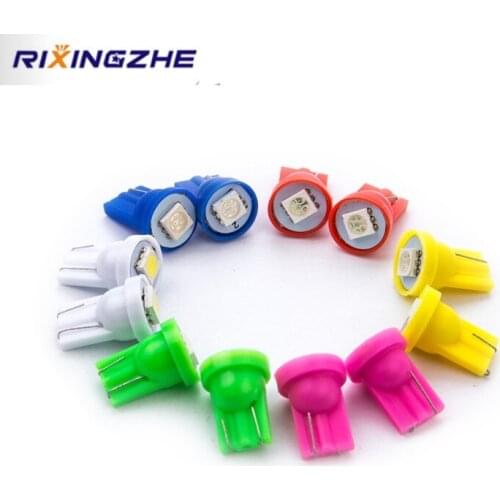 500pcs/lot 12V Colorful T10 W5W Led 194 168 5050 LED 1SMD Car indicate Bulb Reading Light Side Wedge Tail Lamp auto Pinball bulb
