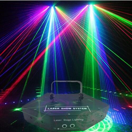 6 Ogen Laser Scan Lichten DMX512 Rgb Full Color Laser Licht Lineaire + Image Effect Podium Verlichting 6 Lens Scanner laser Dj A
