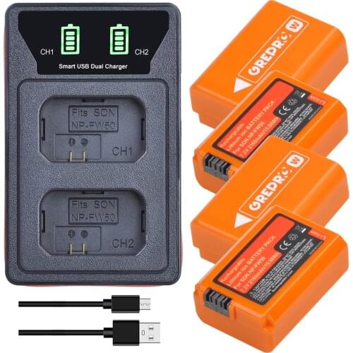 Digleye 2160mAh NP-FW50 np fw50 Battery akku+LED Dual USB Charger for Sony a37 Alpha 7 7R II 7S a7S a7R II a5000 NEX-7 DSC-RX10