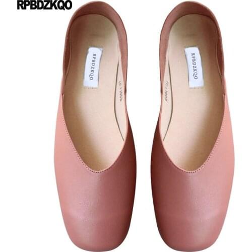 Driving Traditional Chinese Shoes Square Toe Genuine Leather China Ballerina Ballet Large Size Retro Peach Elderly Flats Women
