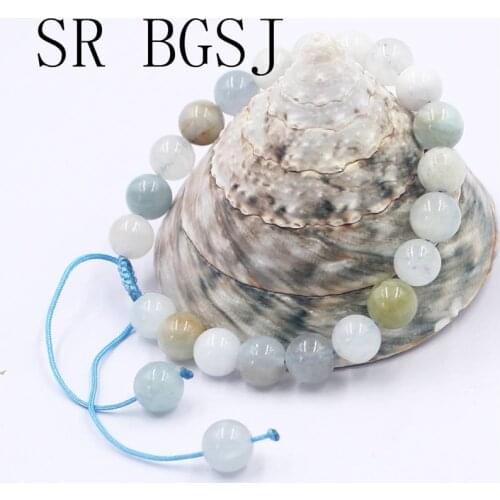 Free Shipping 6mm 8mm 10mm Women Jewelry Natural Gems Stone Adjustable Multicolor Aqua Beaded Bracelet