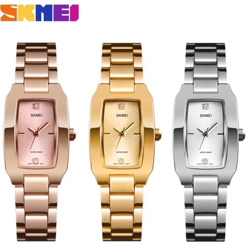 SKMEI Luxury Brand Ladies Quartz Watches Stainless Steel Bracelet Watches Fashion Waterproof Women Wristwatches Relogio Feminino