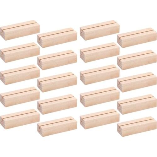 10/12/20Pcs Wooden Photo Stand Business Card Holder Rectangle Card Clip Picture Holder Handmade Memo Holder for Home Office