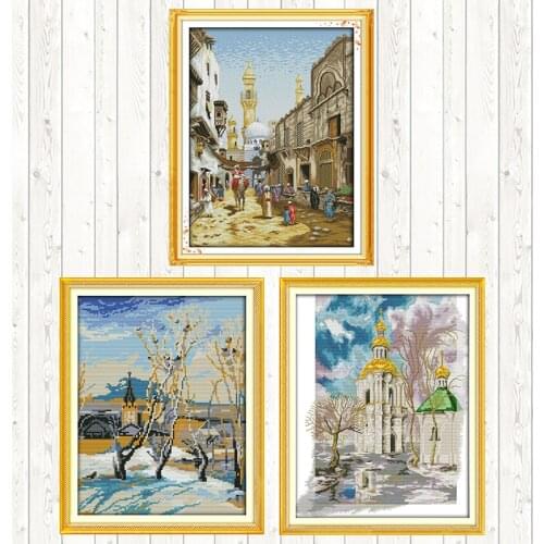 Exotic Scenery 14ct 11ct Count Print Canvas DIY Crafts Embroidery Kits Cross Stitch Package Needlework Embroidery Patterns Sets