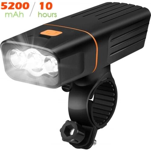 5200 mAh Bicycle Light Power Bank Bike Front Light USB Rechargeable Lamp with 3x T6 LEDs Flashlight Bike Accessory Waterproof