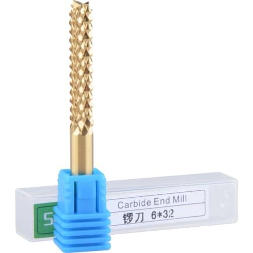 2pcs 6x32mm TiN Carbide Tungsten Corn Cutter cutting PCB milling bits end mill CNC router bits for Engraving machine