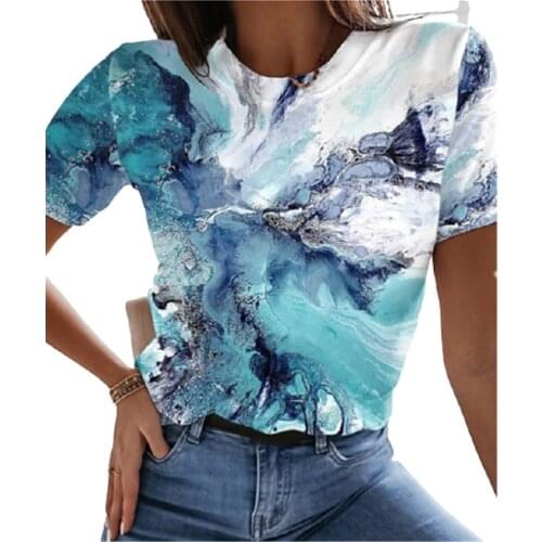 Marine Animal Print Women T Shirt 2021 New Summer O-Neck Female Cotton T Shirts Casual Streetwear Plus Size Tops 3XL Clothes