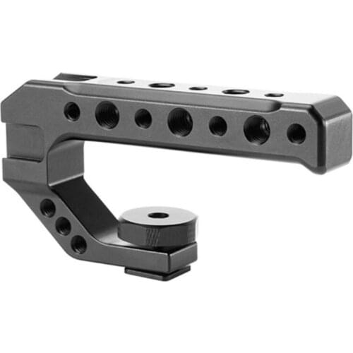 R9JA Camera Hot Shoe Top Handle Grip with 3 Cold Shoe Mount Adpater for Microphone, Monitor, LED Light Mounting
