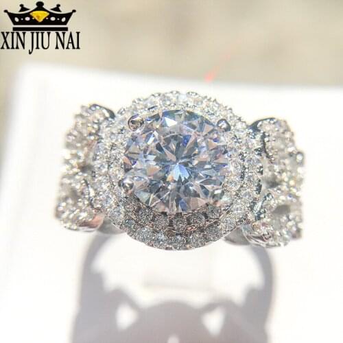 Classic Geometric Micro-inlaid Temperate Zircon Engagement Ring for Female Fashion Popular Rhinestone Wedding Rings for Women