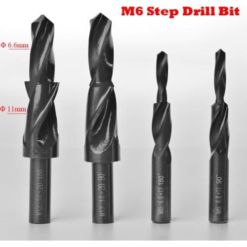 M6 6.6mm 11mm 6.6-11mm Diameter 90 180 Degree High Speed Steel HSS Small Straight Shank Two Subland Step Core Twist Drill Bit