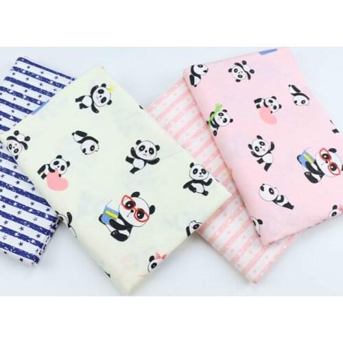 Cartoon Style Cute Panda Printed Cotton Twill Fabric for DIY Sewing Quilting Patchwork Textile Handicrafts Cloth for Baby Child