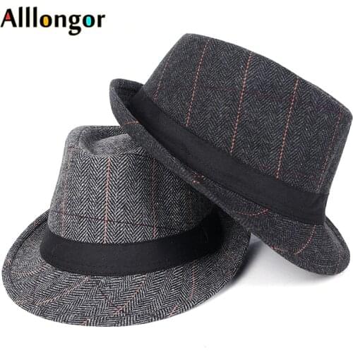 Autumn 2020 Winter British style Gentleman Fedoras Hat Men Panama Jazz hat Short Brim Floppy Trilby