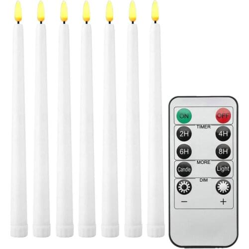 Pack of 24 Remote Control Christmas Taper Candle 28cm 3D Flame Led Candles lamp Home Bar Decorative Lighting-Amber/Warm white