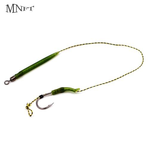 MNFT 20Pcs Carp Fishing Hook Link Ready Made Hair Combi Barbed Hook Rig Ready Tied Fishing Terminal Tackle Kit