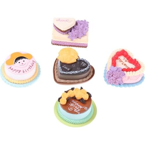 NewRandom 1pc Hot sale Birthday Cake Model Simulation Food Miniature Figurine Pretend play Kitchen Toy