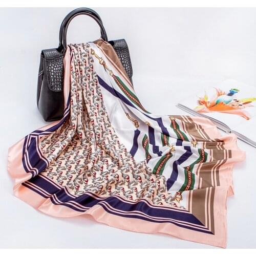 2021 new high quality silk satin silk scarves 90CM printed large square scarf fashion ladies scarf shawl wholesale Foulard Femme