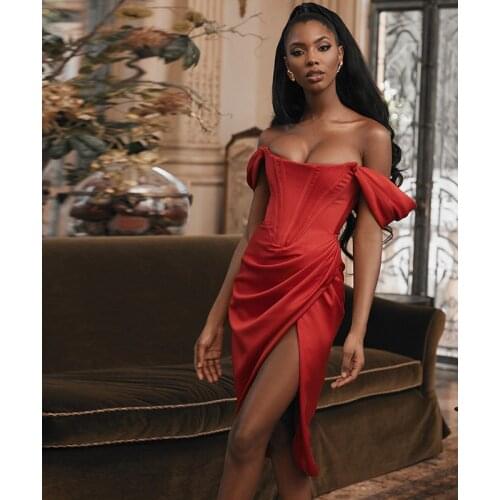 Off Shoulder Strapless Elegant High Fashion Dress for Women Clothing 2020 Party New Year Christmas
