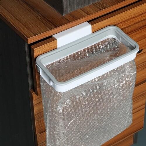 Portable Trash Bag Rack Holder Kitchen Cupboard Cabinet Door Hanging Hands Free Garbage Home Cleaning Trash Storage Tool