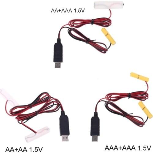 USB Powered Convert to 1.5V Dual AA AAA Battery Eliminator Can Replace 1pc LR6 AA LR03 AAA Battery Elimination Cable