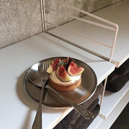 Industrial Style Silver Round Metal Plate Kitchen Fruit Sushi Stands For Cakes Plate Dessert Snack Small Wedding Plate