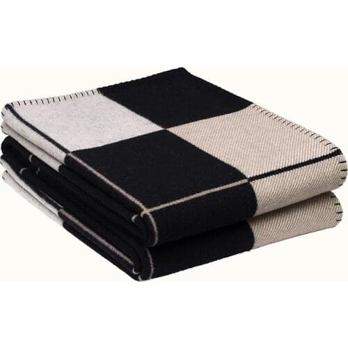 Luxury Cashmere Throw Blanket Crochet Soft Wool Scarf Shawl Portable Warm Bed Plaid with Letter for Sofa Bed Knitted Blanket