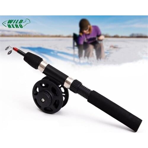 Wildhero Ice Fishing Rod Reel Winter Super Short FRP Fiber Lightweight Retractable Telescopic Pole for Freshwater Saltwater