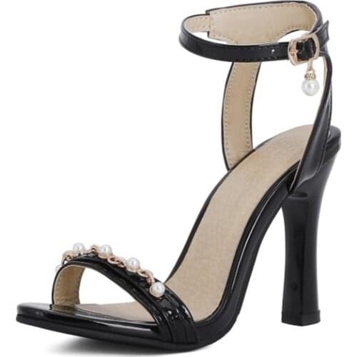 QPLYXCO Sandals Women 2021 Sexy Fashion Super High Heel 10CM Peep toe Stripper Heels Large Size 32-50 Wedding Party Shoes T321