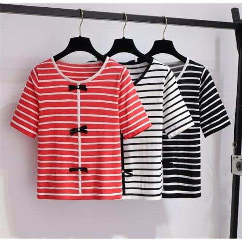 Women Soft Summer O-Neck Sweaters Chic Daily Tops Womens Pullover Sweet Student Striped Harajuku Knitted Slim Outwear