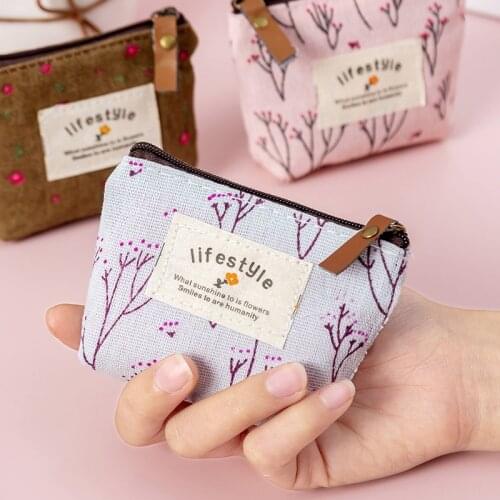 ETya Coin Purse Women Fresh Floral Coin Wallet Zipper Bag Change Pouch Key Holder Small Mini Storage Case Pouch Money Bags Gift