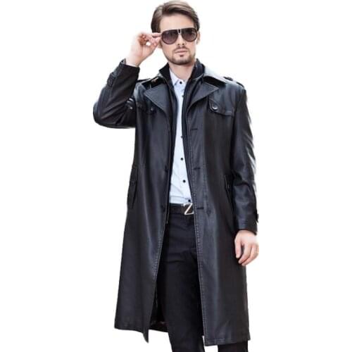 Winter mens leather coat slim motorcycle jackets men fashion Plus cashmere clothes Single-breasted jaqueta de couro black