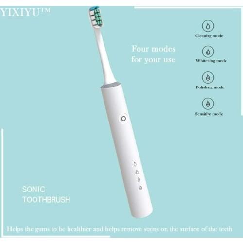 YIXIYU intelligent sonic electric toothbrush 2pcs brush head 4 cleaning mode rechargeable waterproof whitening oral health care