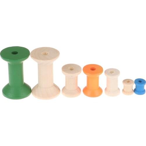 10Pcs/Pack Thread Wire Tools Wooden Bobbins Spools Reels Vintage Style Organizer For Sewing Ribbons Twine Wood Crafts Tools