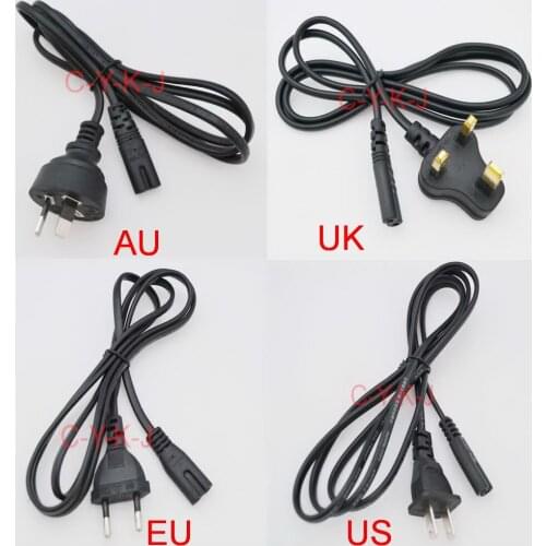 100pcs High quality 2 Prong US ,EU,UK, AU Plug AC Power Cord Cable Charge Adapter PC Laptop