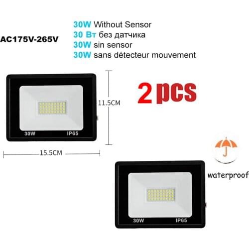 2 pcs 220V 10-100W LED FloodLight Spotlight Exterior Street wall reflector Light LED PIR Motion Sensor Lamp light lamp Waterproo