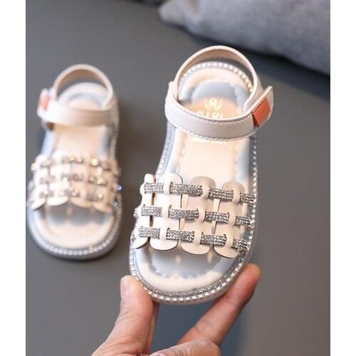 2021 Fashion Rhinestone Baby Girl Beach Dress Shoes Toddler Sandals For Children Kids Summer Princess Flat Shoe 1 2 3 4 5 6 Year