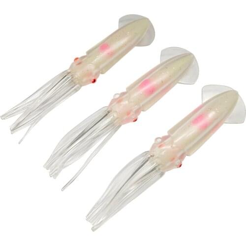 3Pcs 15cm 20g Glow Fishing Squid Soft Lure Luminous Octopus Sea Fishing wobbler Bait Squid Jigs Fishing Tuna Lure
