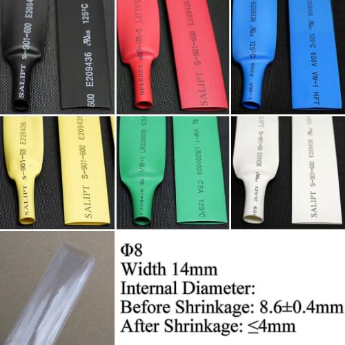 8mm Heat Shrink Tubing Polyolefin Insulation Shrinkage Ratio 2:1 UL ROHS