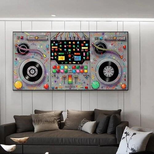 Abstract Graffiti Art Posters Prints Colorful Disc Player Canvas Painting Street Wall Art Picture for Living Room Decor Cuadro