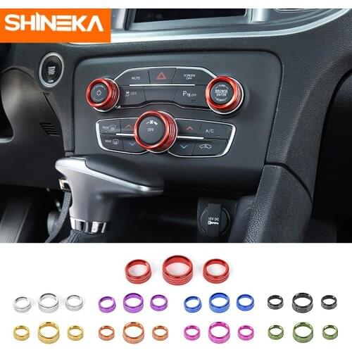 Interior Accessories For Dodge Challenger 2015+ Car Air Conditioning Audio Switch Knob Trim Ring Cover For Dodge Charger 2015