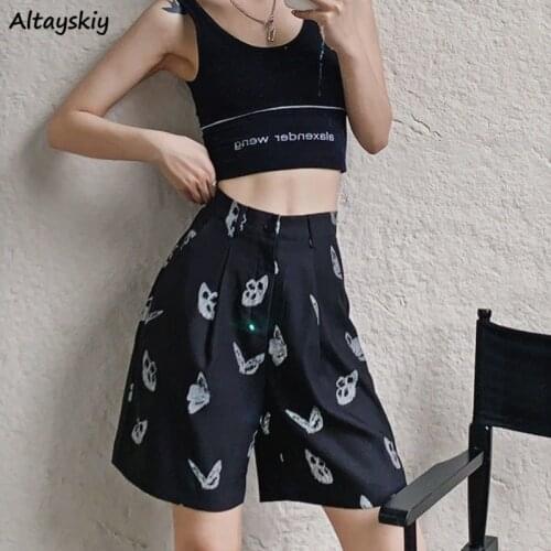 Baggy Pants Women Knee Length Butterfly-print Summer Harajuku Ins High Street Leisure Fashion All-match Soft Female Breathable