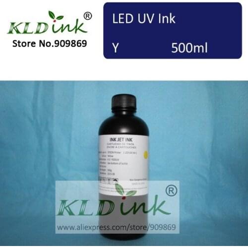 [ KLD Ink ] Compatible YELLOW LED UV Ink for inkjet UV flatbed printer with DX5 DX6 DX7 printhead ( 1 piece X 500ml )