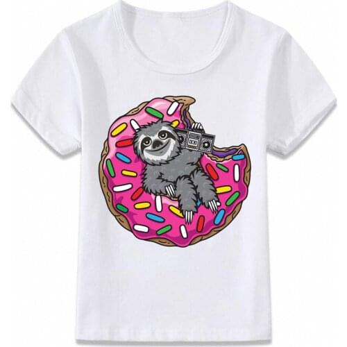 Kids Clothes T Shirt Donuts Loving Sloth T-shirt Boys and Girls Toddler Tee