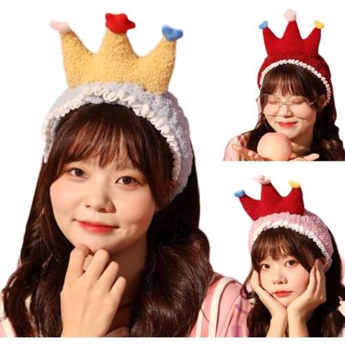 Elastic Furry Headband Non Slip Plush Head Wrap Cartoon Crown Headbands Makeup Headwrap Lovely Soft Hair Accessories