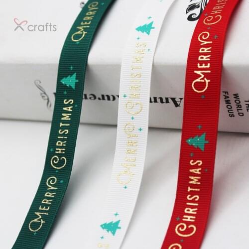 Grosgrain Printed Merry Christmas Decoration Craft Tree Handmade DIY Accessories 9 mm
