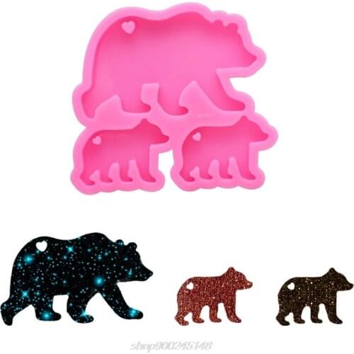 Walking Polar Bear Baby Mom Set Keychain Silicone Mold with Hole Bear Family Pendant DIY Epoxy Resin Casting J23 21 Dropship